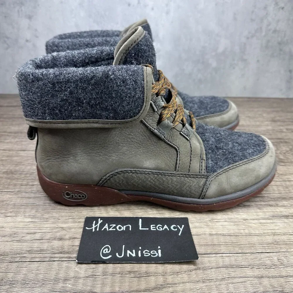 Chaco~Women's~Barbary Waterproof Castlerock Gray Lthr/Wool‎ HikingBoots~Sz 6.5